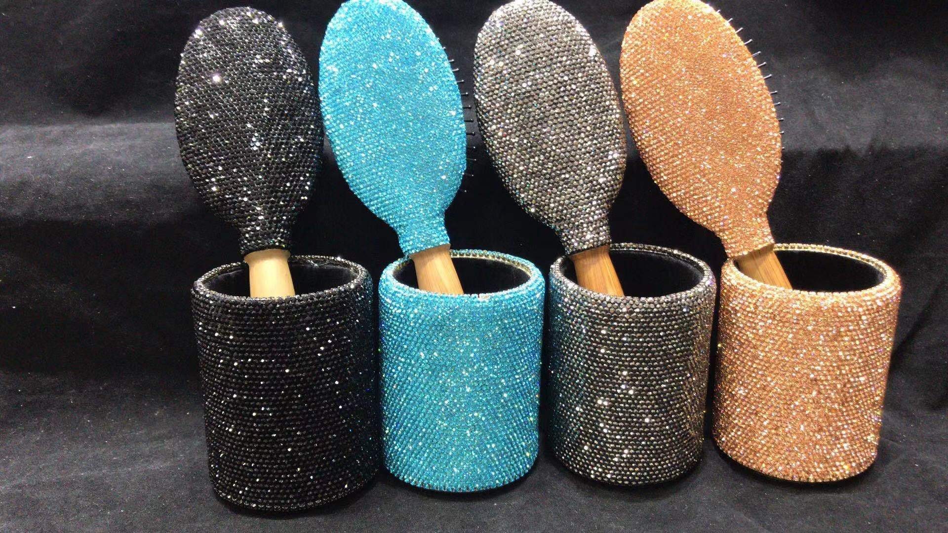 Hand Inlaid Rhinestone Hair Brush Etsy