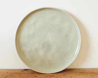 Set of 2 Large Plates in Seaglass -  blue plate - hand made pottery - large plate - stoneware - hand thrown plate - tableware - dinnerset