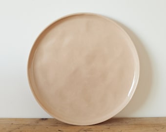 Set of 2 Large Plates in Sunrise - pale pink plate - hand made pottery - tableware - large plate - porcelain plate - stoneware plate
