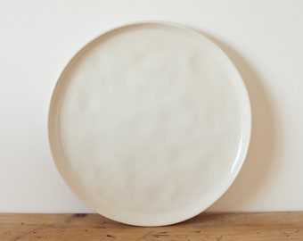 Set of 2 Large Plates in Milk - white plate - hand made pottery - tableware - large plate - ceramics - porcelain plate - stoneware plate