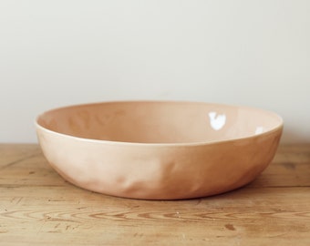 Large Serving Bowl in Sunrise - pottery serving bowl -  pink serving bowl - ceramic serving dish - stoneware serving bowl - pink large bowl