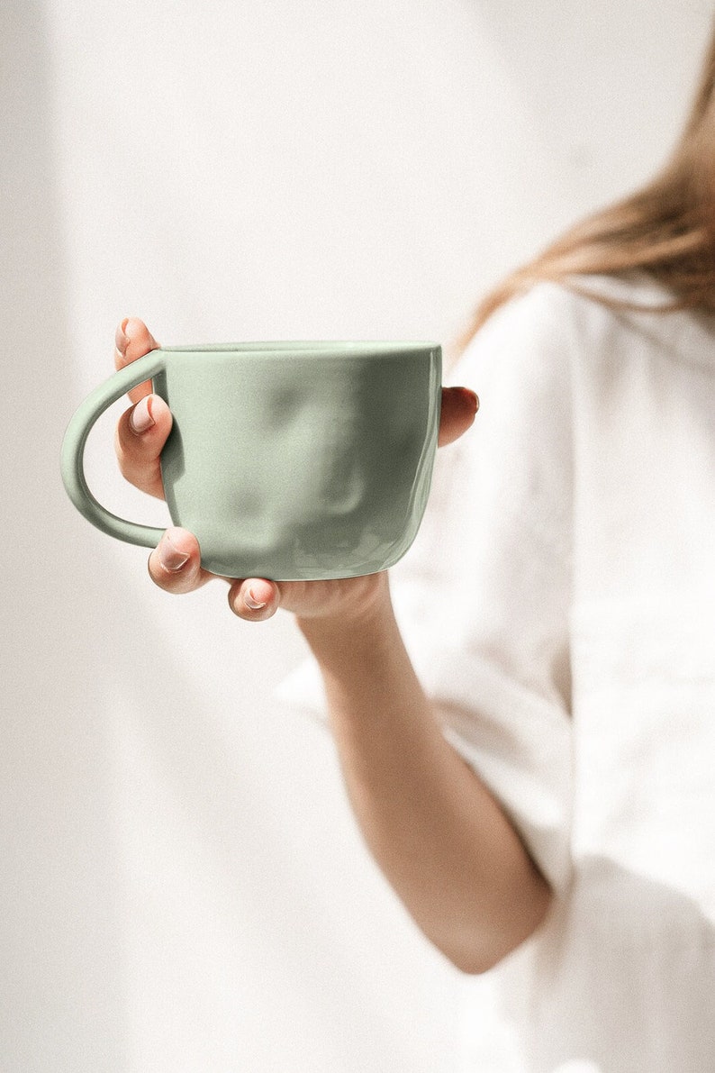 Mug in Seaglass ceramic mug handmade blue mug pottery mug stoneware blue mug tea mug coffee mug green mug image 2
