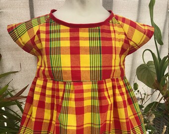 Pretty Dress "Madras" yellow and red, 90 cm