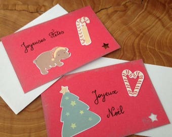 Set of two small greeting cards "RED"