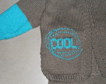 Set baby layette gray and turquoise pattern "cool" 6 months
