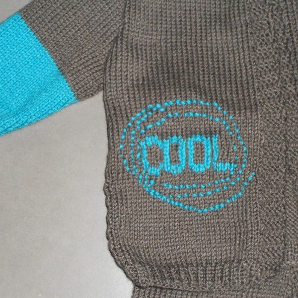 Ensemble bébé layette gris et turquoise motif "cool" 6 mois