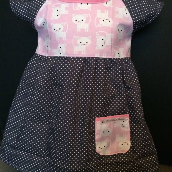 Jolie Robe "Chatons rose" , 90 cm