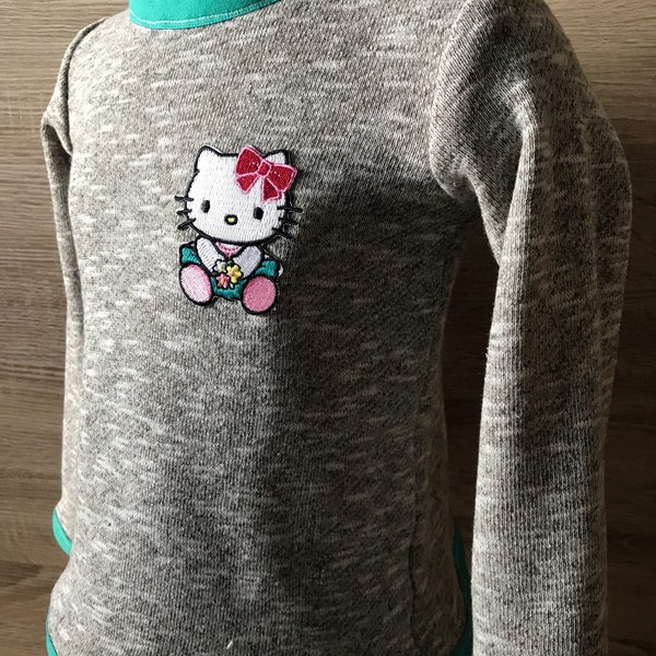 Sweat fille en molleton, manches longues "kitty"