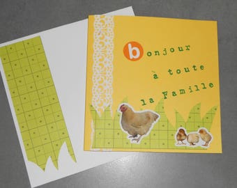 Carte double "Famille de poules"