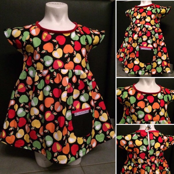 Jolie Robe "Pomme d'Api" fond noir, 90 cm