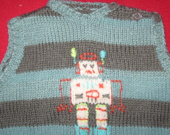 Sweater striped robot boy 12 - 18 months