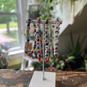 Pronoun Pride Bracelets, They/Them They/He They/She, Rainbow - LGBTQ+