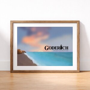 Pintura digital de la playa al atardecer de Goderich