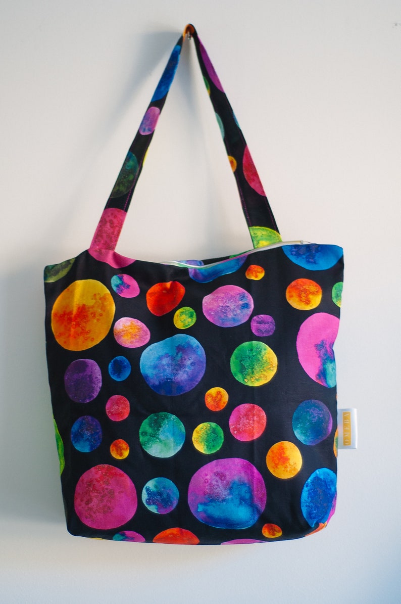 Large Planet Print Bag with zip