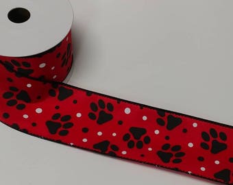 Puppy Paw Print Pattern Ribbon 7//8-Inch 5-Yard