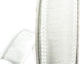 Wired White Faux Dupioni Ribbon- 7/8”x10 Yards