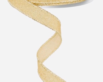 Wired Gold Glitter Ribbon- 5/8”x10 Yards