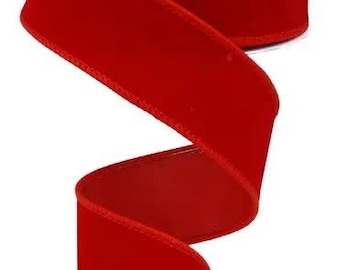 Wired Red Outdoor Velvet Christmas Ribbon- 1.5”x10 Yards
