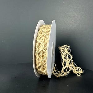 FREE SHIPPING - 10 Yards - 7/8&quot; Wired Natural Hexagon Open Weave Decorative Netting Ribbon - Everyday Ribbon