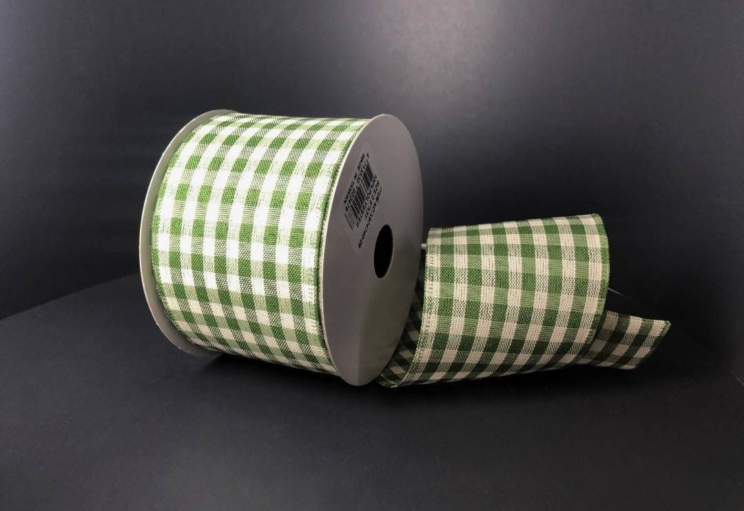 Green Gingham Checkered Ribbon, 5/8 x 15 yards-GCR-GR