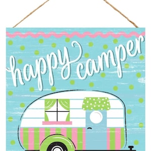 Happy Camper Wreath Sign - Vintage Camper Wreath Sign - Shasta Camper Wreath Sign