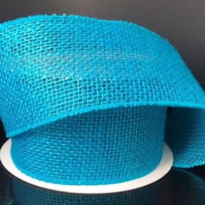 FREE SHIPPING - 10 Yards - 2.5&quot; Wired Turquoise Burlap Ribbon