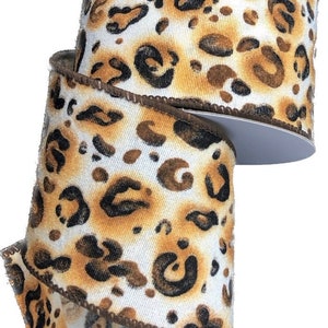 FREE SHIPPING - 10 Yards - 2.5&quot; Wired Cheetah Print Ribbon - Leopard Print Ribbon - Animal Print Ribbon