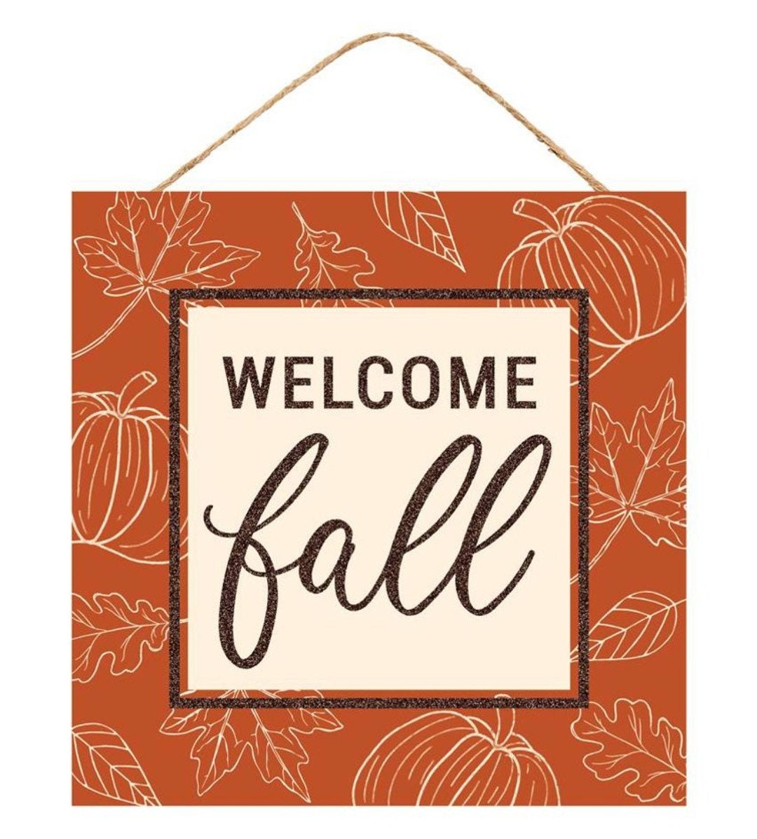 Fall Welcome Sign Quotes Welcome Fall Wreath Sign With Brown Glitter Accent - Etsy