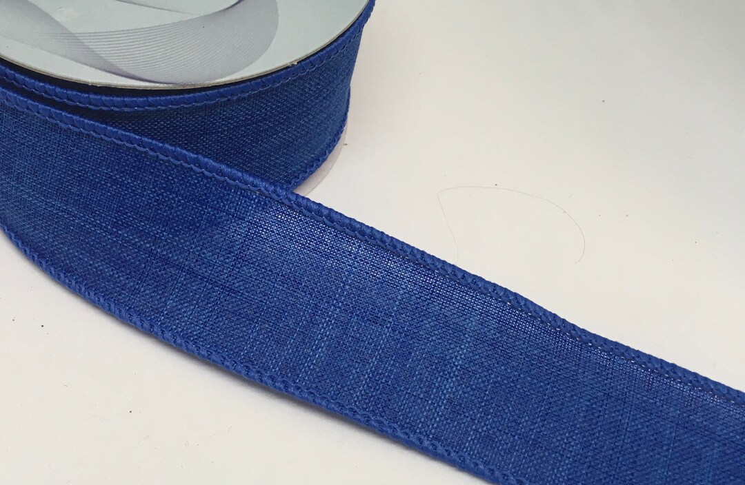 FREE SHIPPING 1.5 Wired Royal Blue Linen Ribbon 10 Etsy