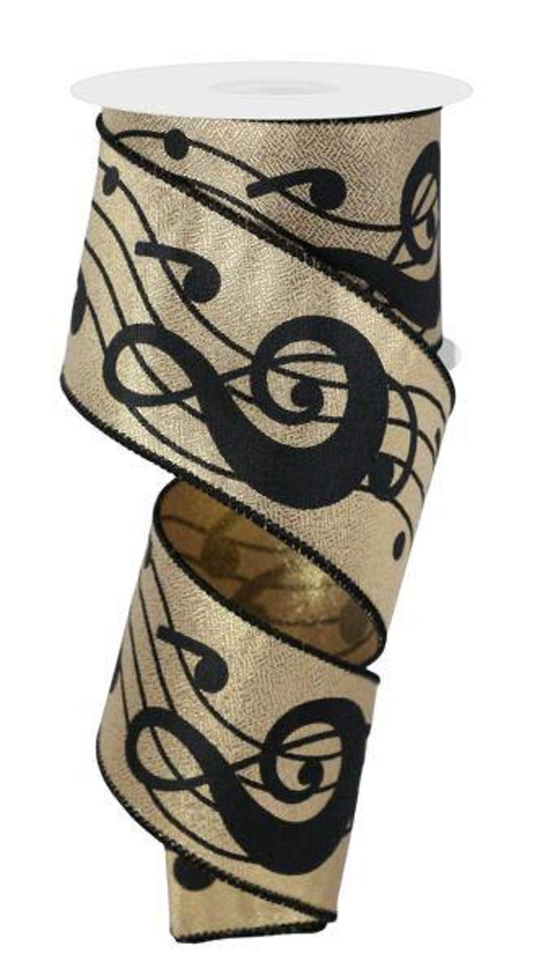 Wide Music Note Ribbon Wired Black and Metallic Gold Music Note Ribbon-2.5”x10 Yards - Etsy