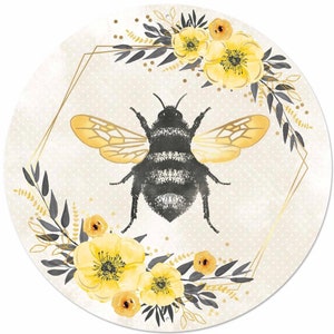 12&quot; Round Metal Bumblebee Wreath Sign - Summer Wreath Sign