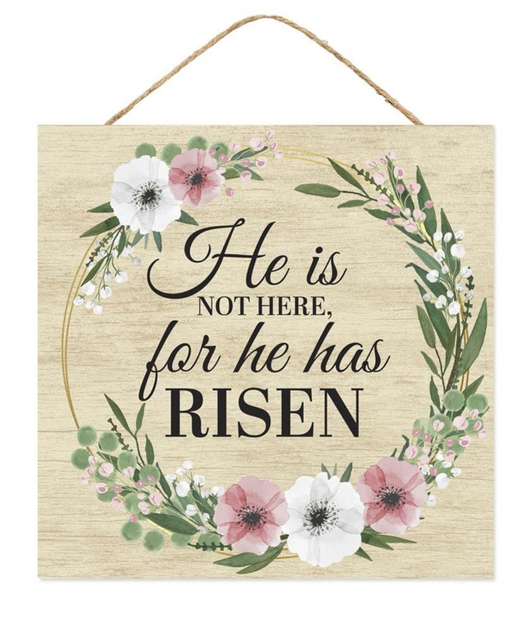 He is Not Here for He Has Risen Easter Wreath Sign Floral Etsy