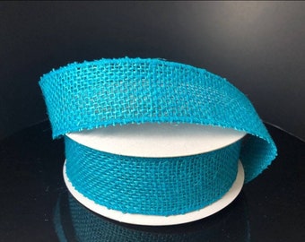 10 Yards - 1.5" Wired Turquoise Burlap Ribbon