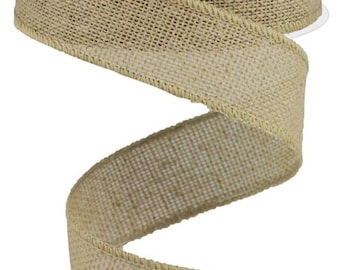 Wired Natural Burlap Ribbon-1.5”x10 Yards
