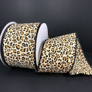 FREE SHIPPING - 10 Yards - 2.5&quot; Wired Cheetah Print Ribbon - Leopard Print Ribbon - Animal Print Ribbon
