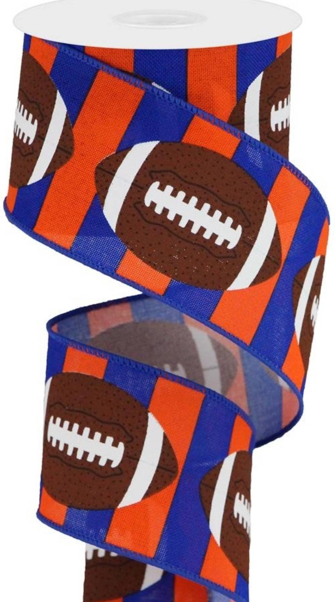 Wired Royal Blue and Orange Stripe Football Ribbon - Florida Gators ...
