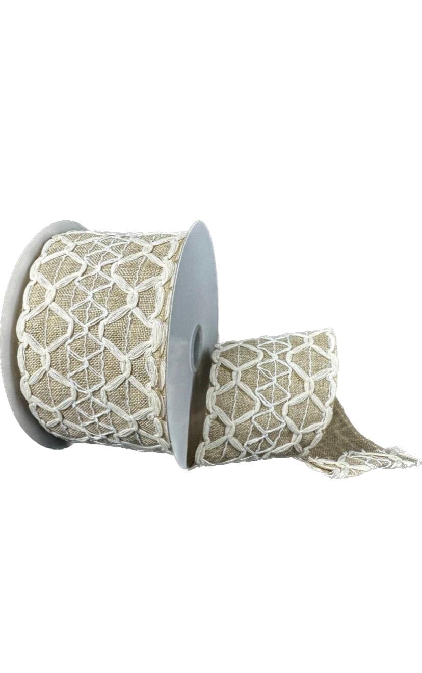 Wired Ivory Scalloped Natural Burlap Weave Decorative Netting