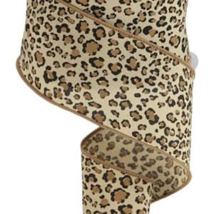 FREE SHIPPING - 10 Yards - 2.5&quot; Wired Cheetah Print Ribbon - Leopard Print Ribbon - Animal Print Ribbon