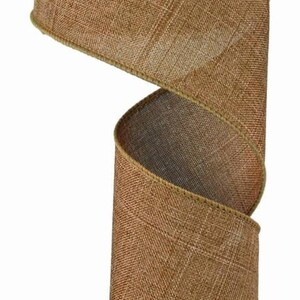 FREE SHIPPING - 10 Yards - 2.5&quot; Wired Dark Natural Linen Ribbon