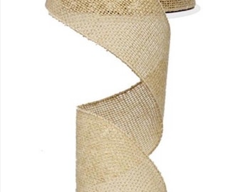 Wired Natural Burlap Ribbon-2.5”x10 Yards
