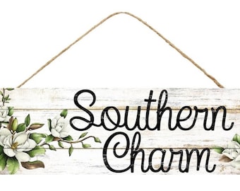 Rustic White Wash Southern Charm Wreath Sign - Southern Sign - Wreath Enhancer - Wreath Embellishment - Rustic Sign - Signs