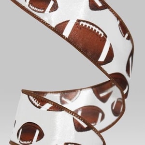 FREE SHIPPING - 10 Yards - 1.5&quot; Wired Satin Football Ribbon