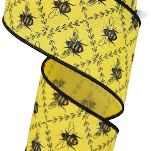 10 Yards - 2.5" Wired Black and Yellow Royal Bumblebee Ribbon