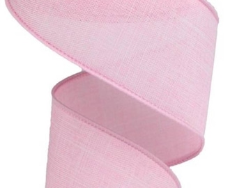 Wired Light Pink Ribbon - Solid Ribbon-2.5”x10 Yards