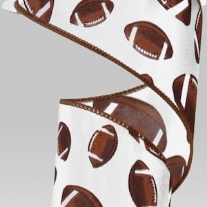 FREE SHIPPING - 10 Yards - 2.5&quot; Wired Satin Football Ribbon