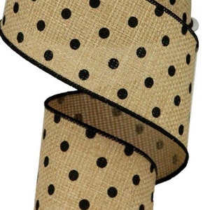 FREE SHIPPING - 10 Yards - 2.5&quot; Wired Hot Pink and Black Polka Dot Ribbon