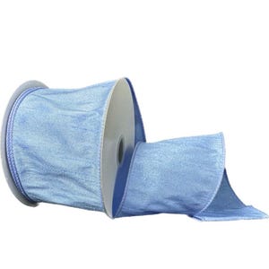FREE SHIPPING - 2.5&quot; Wired Iris Blue Dupioni Ribbon -10 Yards