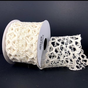 FREE SHIPPING - 10 Yards - 2.5&quot; Wired White Hexagon Open Weave Decorative Netting Ribbon - Everyday Ribbon