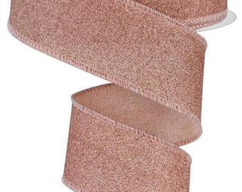 Wired Rose Gold Shimmer Ribbon-1.5”x10 Yards