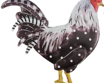 12”x11.75” Metal Embossed Polka Dot Rooster Wreath Sign - Chicken Sign